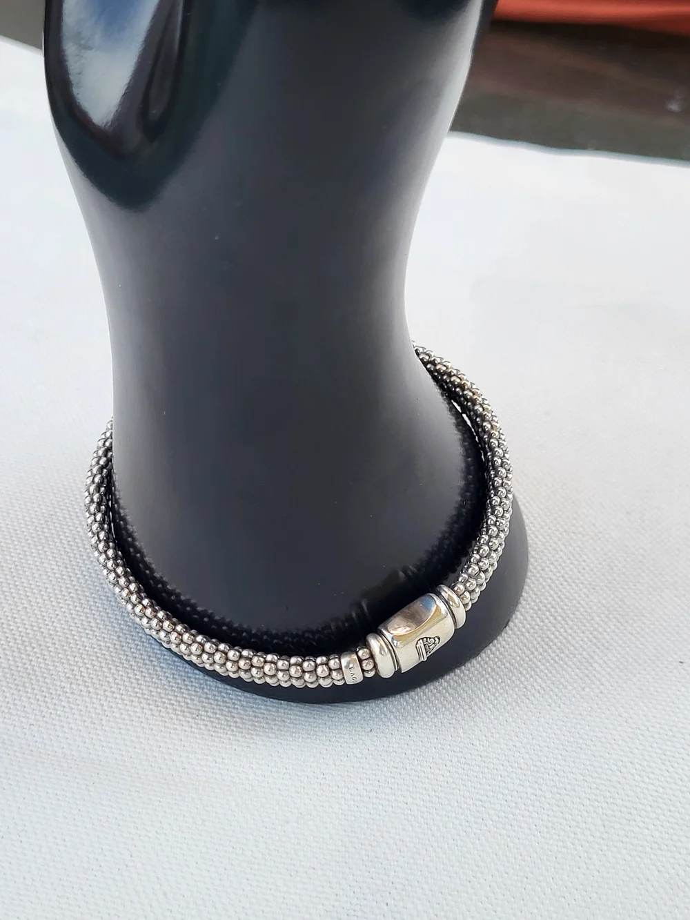 Lagos Luna Sterling Silver Pearl Caviar Bracelet - White Pearl.  #225b1